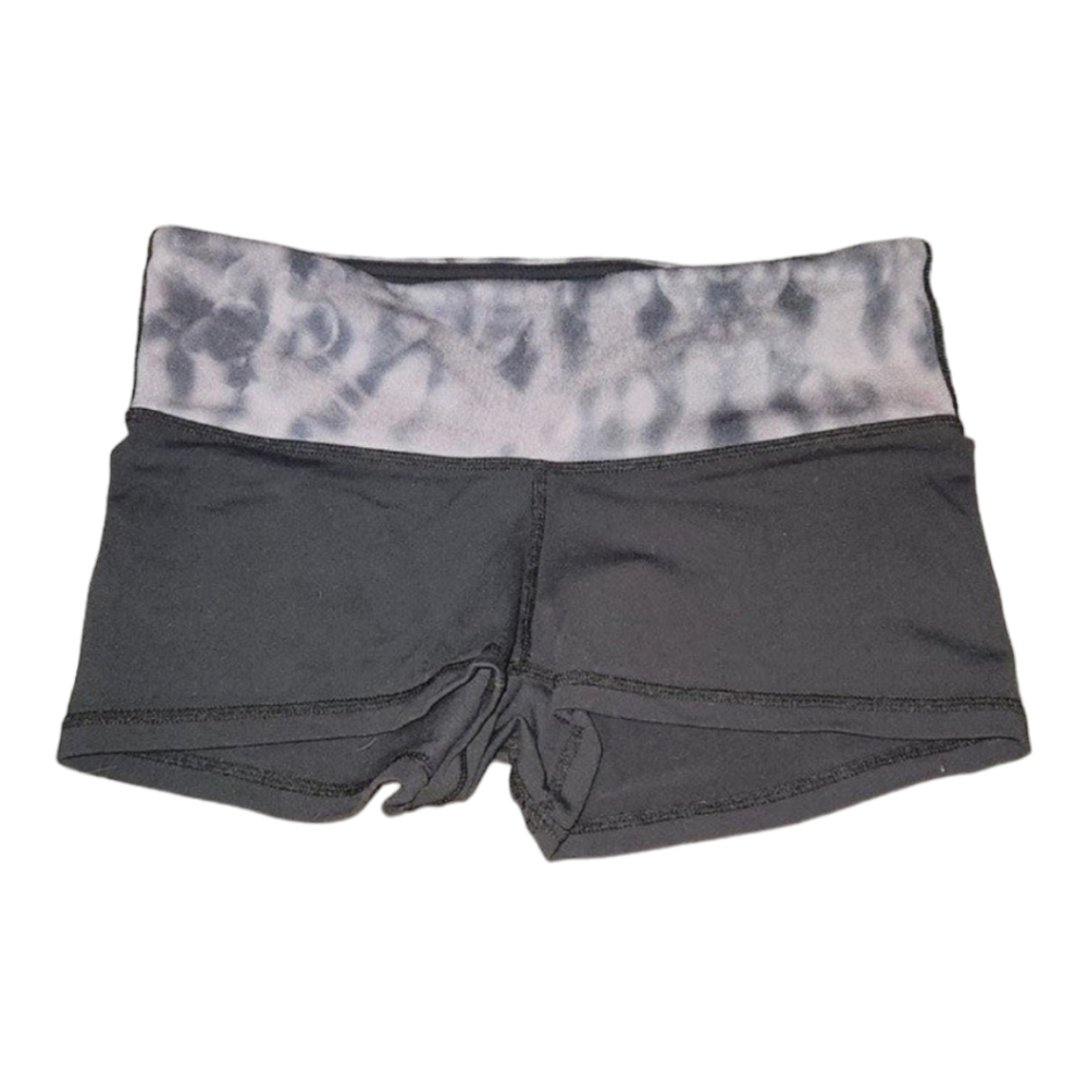 Lululemon Boogie Shorts Black Grey Tie Dye Waistband Yoga Gym Athletic Size 6